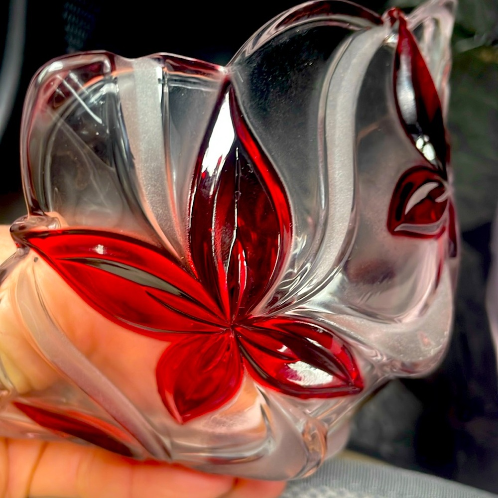 Mikasa Japan Angelina set of two Ruby Red Small Glass Crystal Bowl Candy Dishes